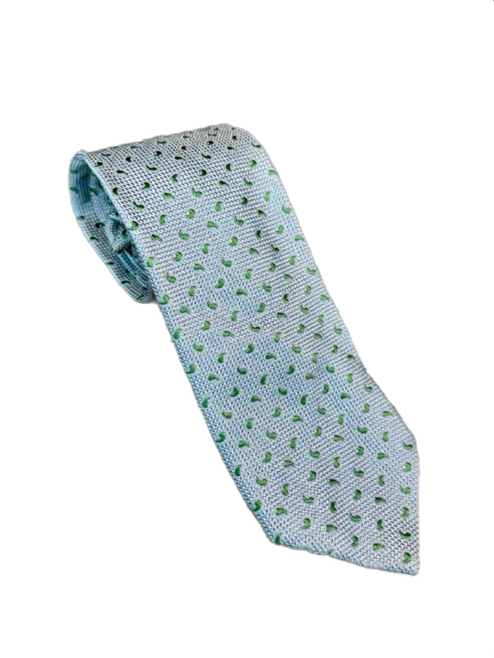 Charvet Place Vendome Paris Silk Green Micro-Paisley Pattern Men’s Tie